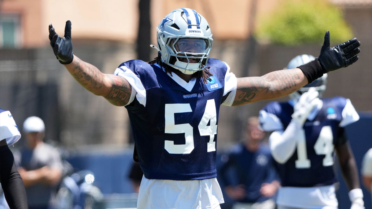 Dallas Cowboys defensive end Sam Williams (54) gestures at training camp at the River Ridge Fields.