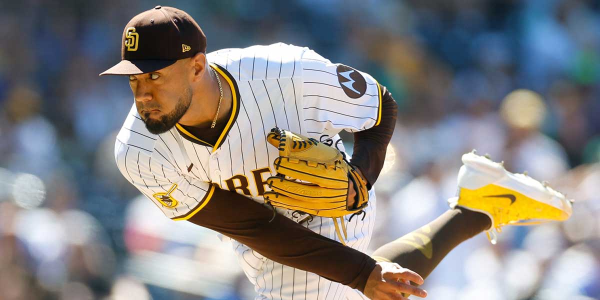 San Diego Padres relief pitcher Robert Suarez (75) throws a pitch during the ninth inning against the New York Mets at Petco Park.