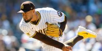 San Diego Padres relief pitcher Robert Suarez (75) throws a pitch during the ninth inning against the New York Mets at Petco Park.