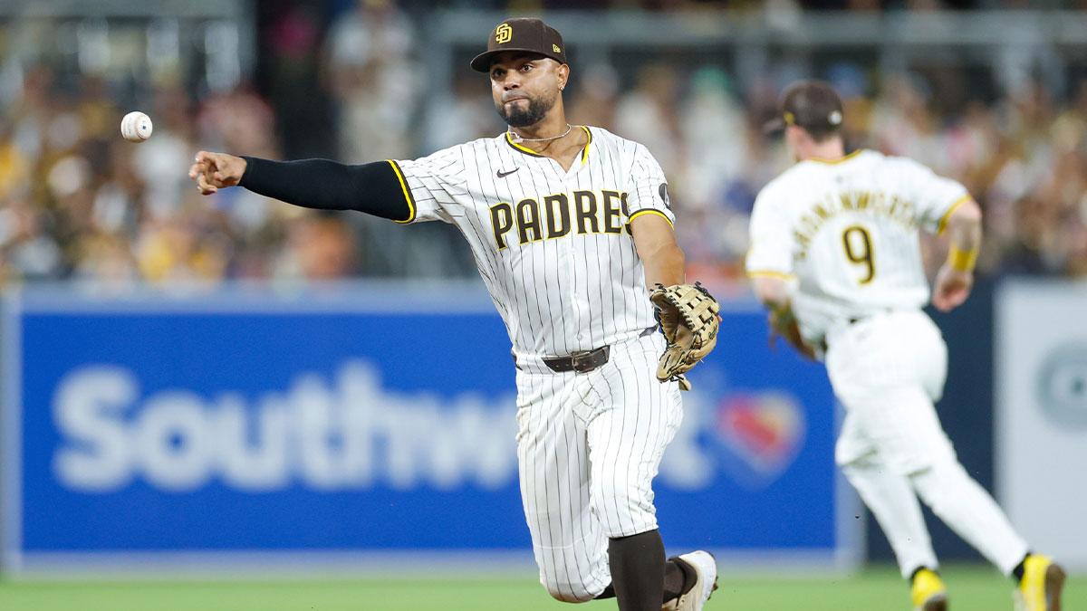San Diego Padres shortstop Xander Bogaerts (2) throws to first base for an out during the sixth inning against the New York Mets at Petco Park.