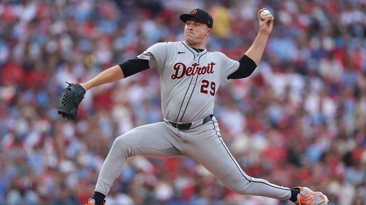 Detroit Tigers pitcher Tarik Skubal (29) throws a pitch against the Philadelphia Phillies during the second inning at Citizens Bank Park. 