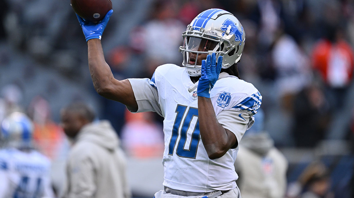 Detroit Lions quarterback Teddy Bridgewater (10) warms up before a game against the Chicago Bears at Soldier Field. Mandatory Credit: Jamie Sabau-Imagn Images