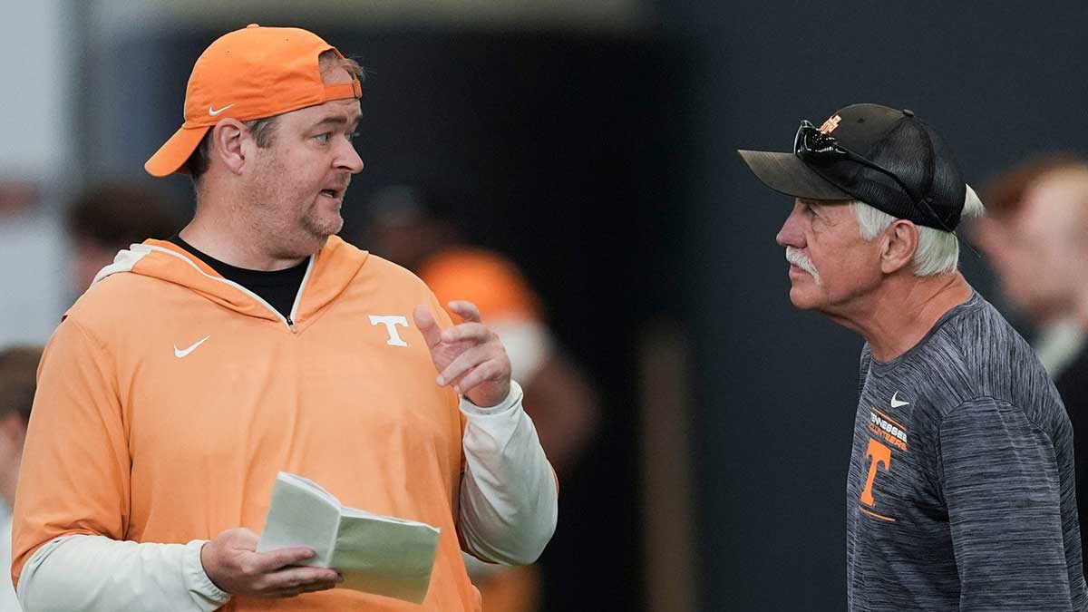 Tennessee head coach Josh Heupel during Tennessee football preseason practice, in Knoxville, Tennessee, Aug. 5, 2025.