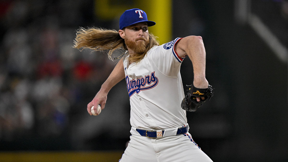 Texas Rangers relief pitcher Jon Gray (22) in action during the game between the Texas Rangers and the New York Yankees at Globe Life Field.