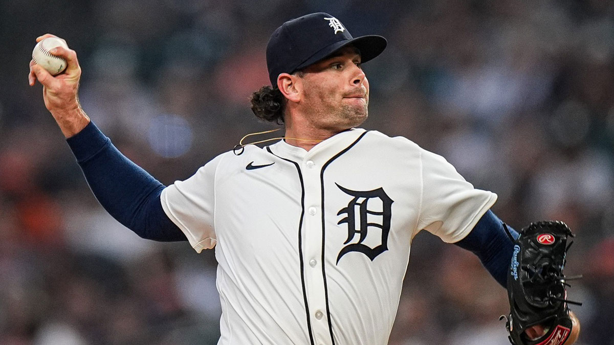 Detroit Tigers pitcher Kyle Finnegan (64) delivers a pitch against Minnesota Twins during the ninth inning at Comerica Park in Detroit in Monday, August 4, 2025.