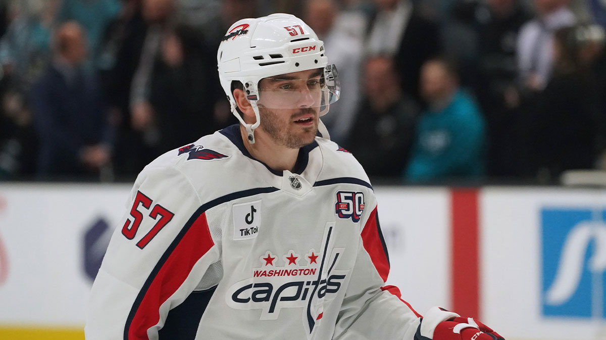 Washington Capitals defenseman Trevor van Riemsdyk (57) takes the ice for warmups against the San Jose Sharks at SAP Center at San Jose.