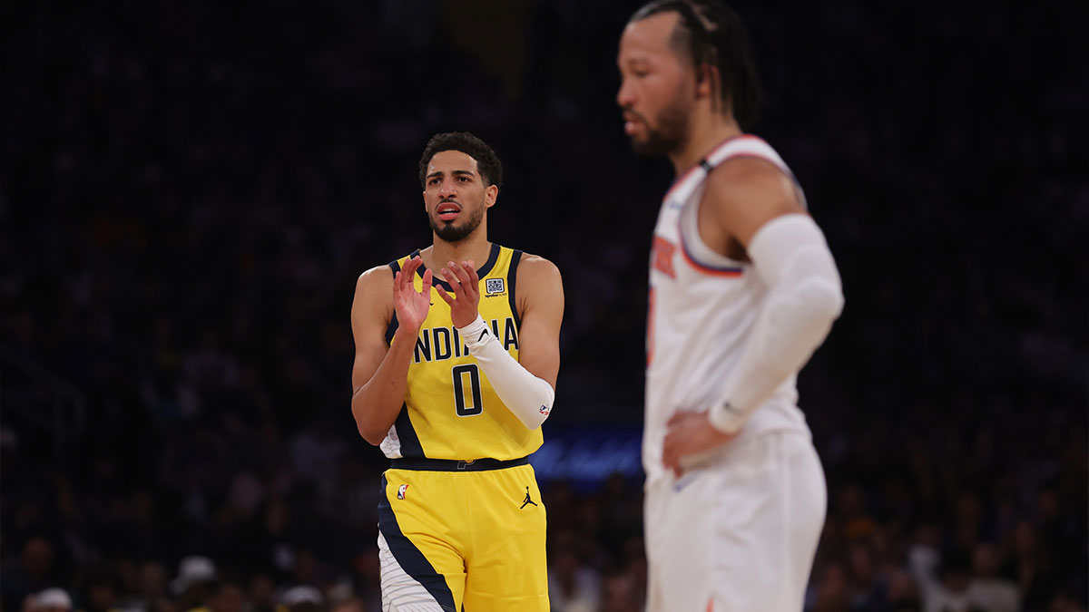 Indiana Pacers star Tyrese Haliburton, who attended 2025 WWE SummerSlam, against the New York Knicks.