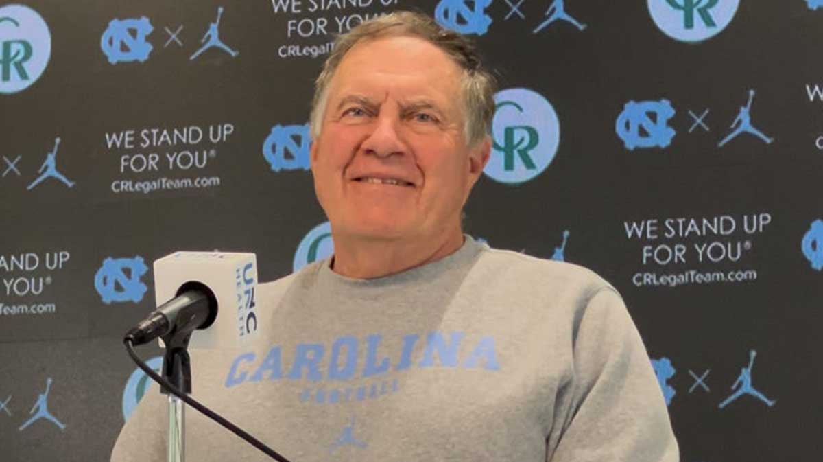 UNC football coach Bill Belichick during a press conference on Wednesday, Aug. 20, 2025 inside the Kenan Football Center.