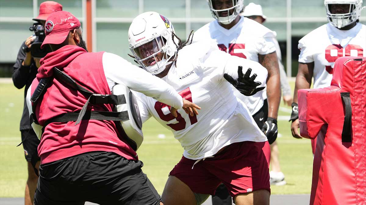 Arizona Cardinals defensive tackle Walter Nolen III (97) during organized team practice at the Arizona Cardinals training center in Tempe on June 3, 2025.
