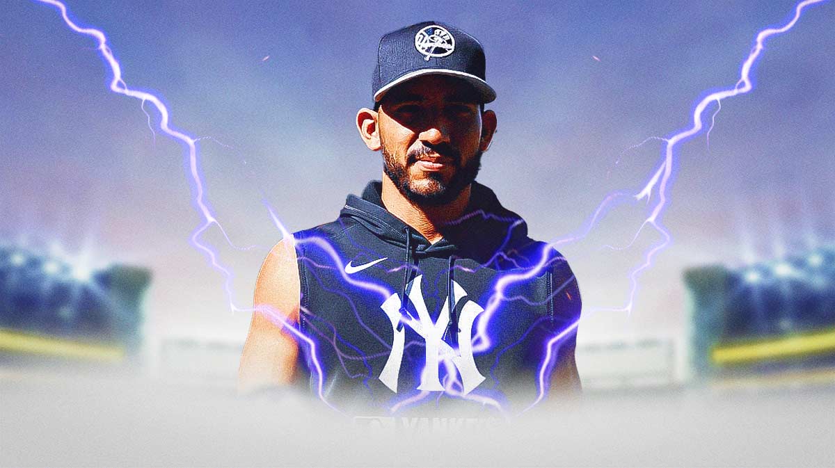 Yankees Shortstop Jose Caballero surrounded by lightning.