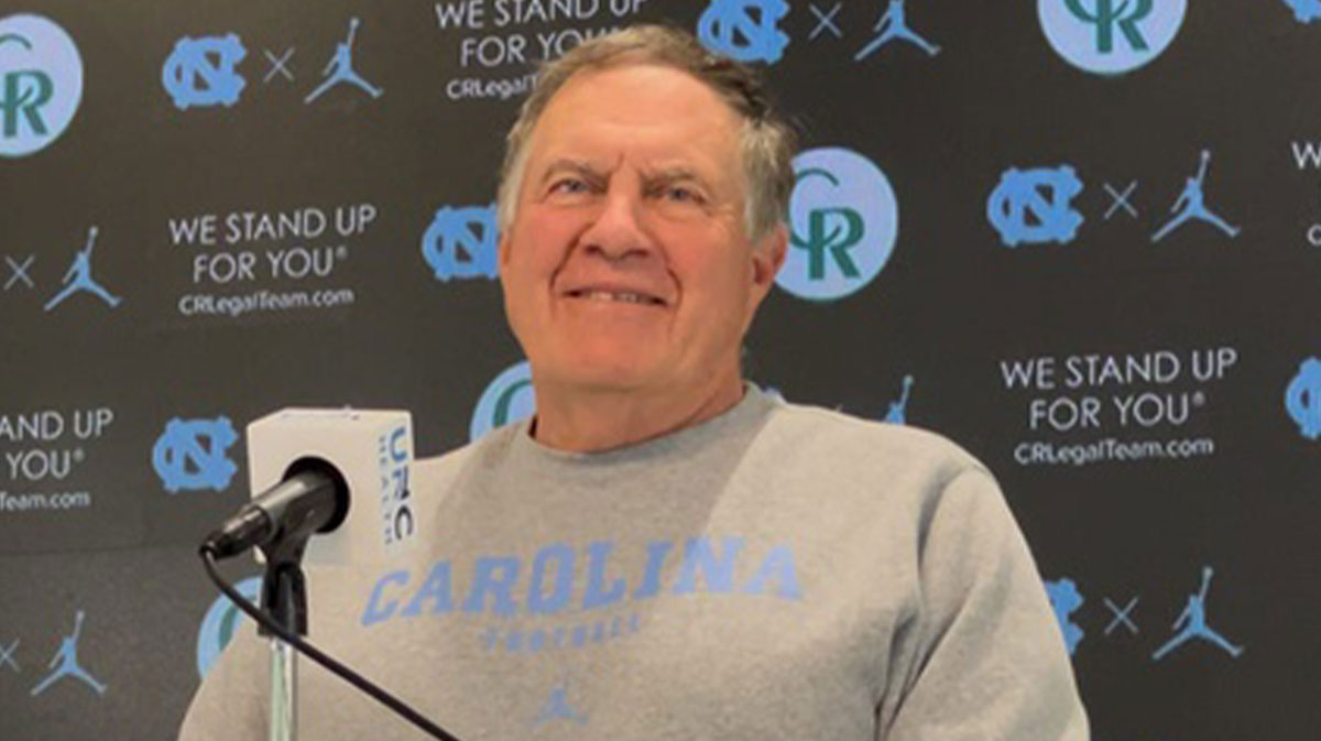 UNC football coach Bill Belichick during a press conference on Wednesday, Aug. 20, 2025 inside the Kenan Football Center.