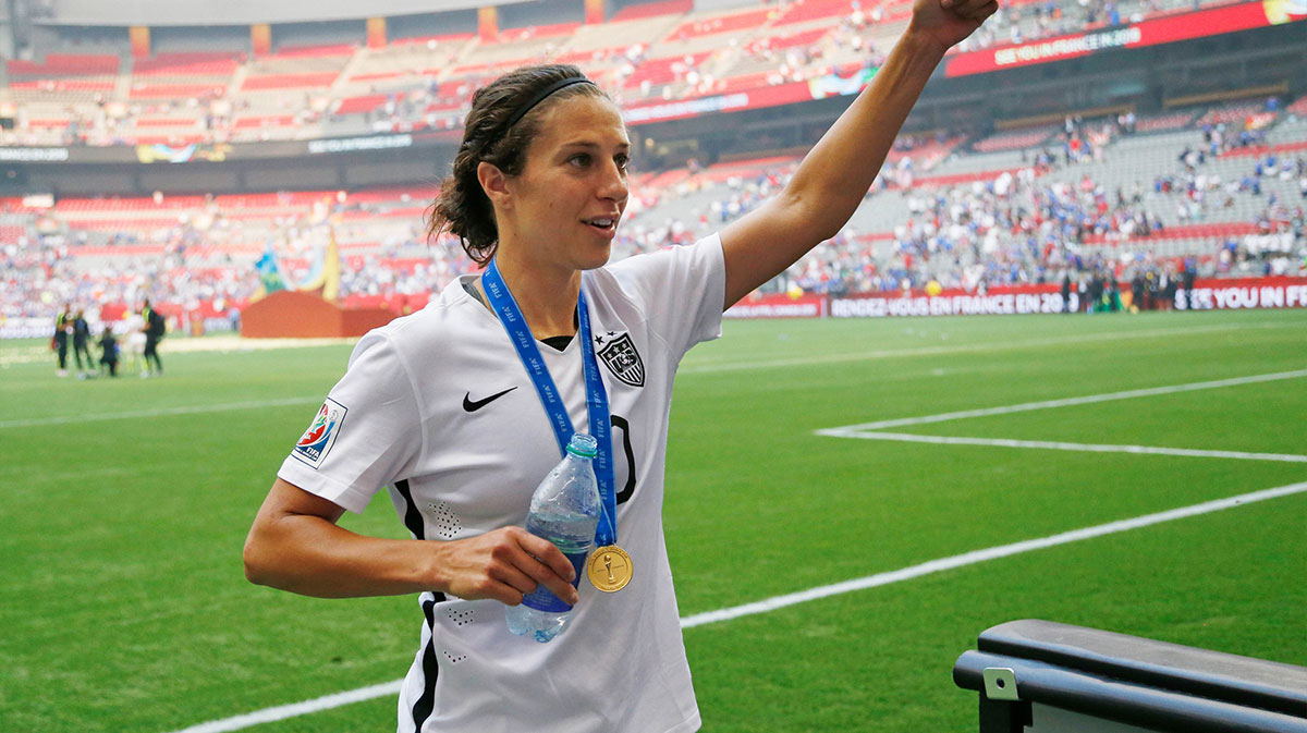 United States midfielder Carli Lloyd (10) walks off the field after beating Japan 5-2 in the final of the 2015 Women's World Cup at BC Place Stadium. 