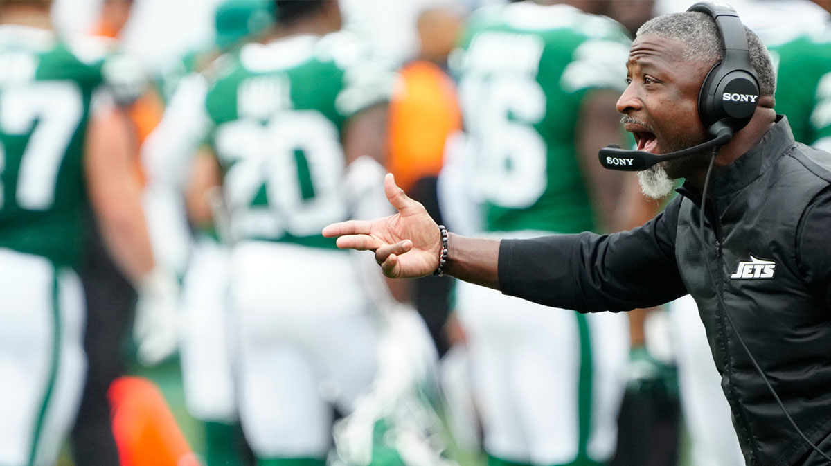 New York Jets Head Coach, Aaron Glenn, is shown during his first game on job, Sunday, September 7, 2025, in East Rutherford.