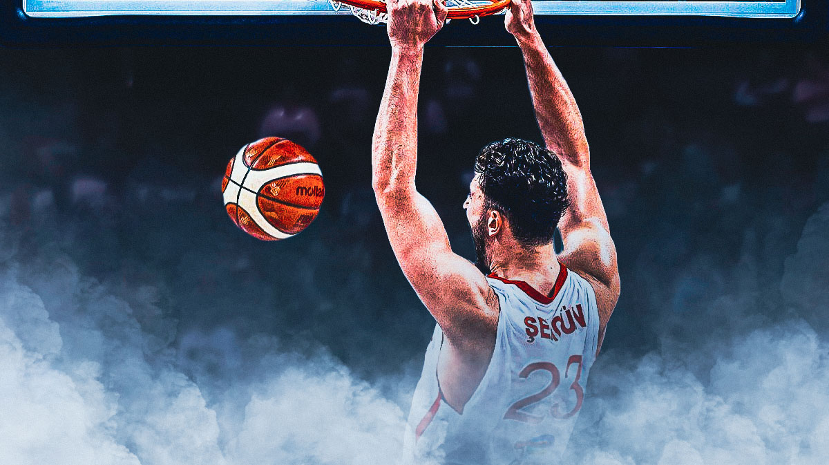 Alperen Sengun bold predictions for Turkey's EuroBasket quarterfinal vs. Poland. Alperen Sengun in Turkey jersey dunking a basket
