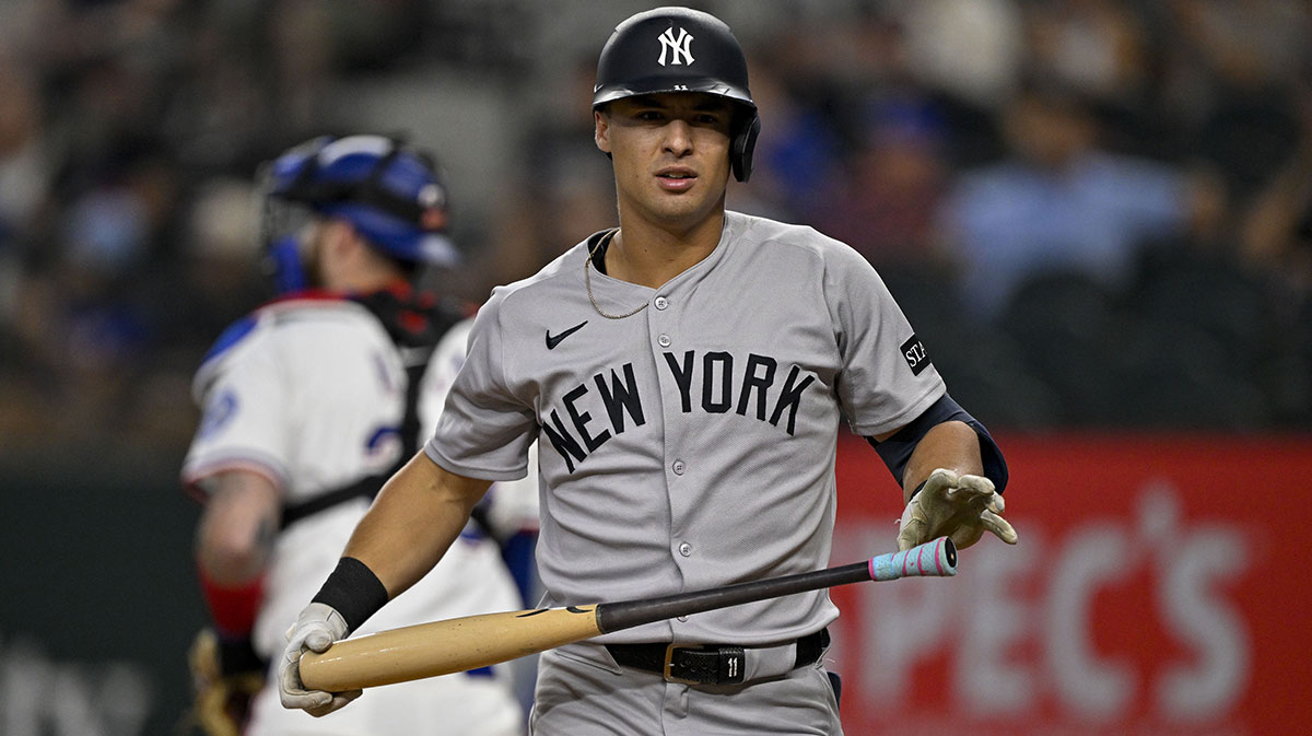 New York Yankees shortstop Anthony Volpe (11) during the game between the Texas Rangers and the New York Yankees at Globe Life Field.