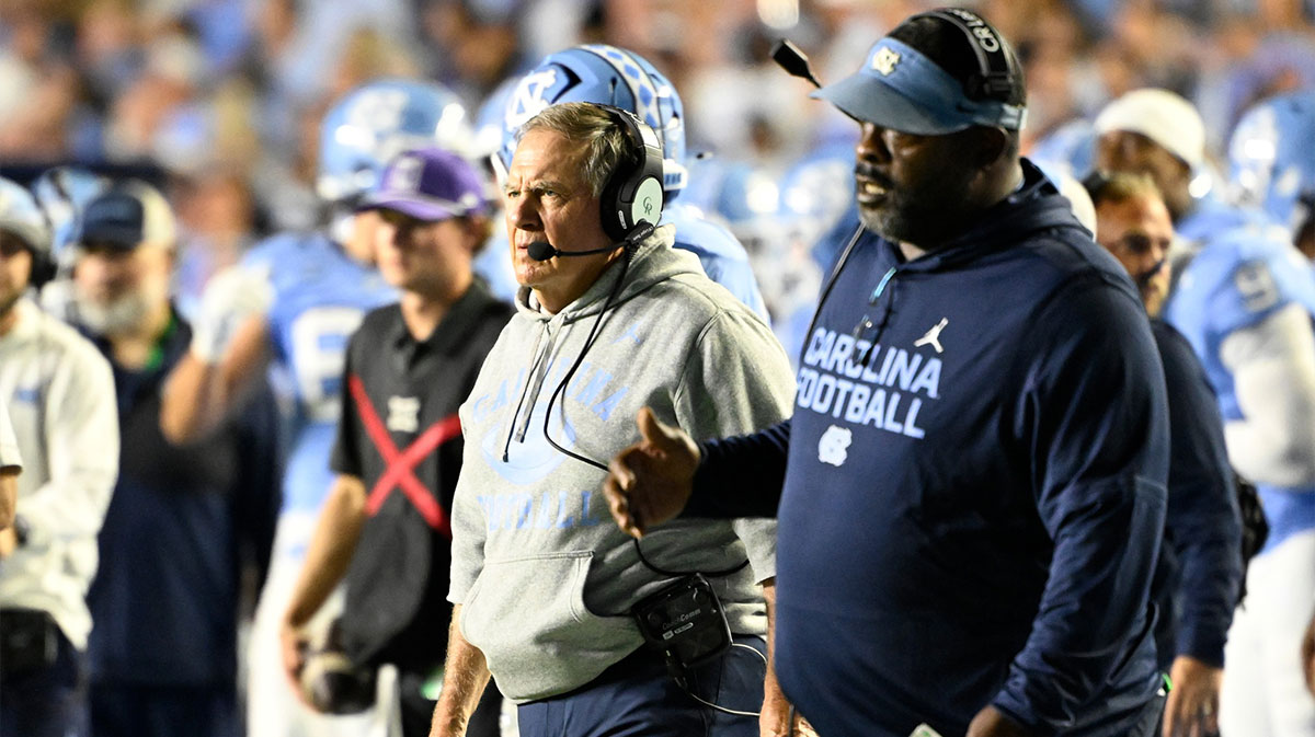 North Carolina Tar Heels head coach Bill Belichick on the sidelines in the first quarter at Kenan Stadium.