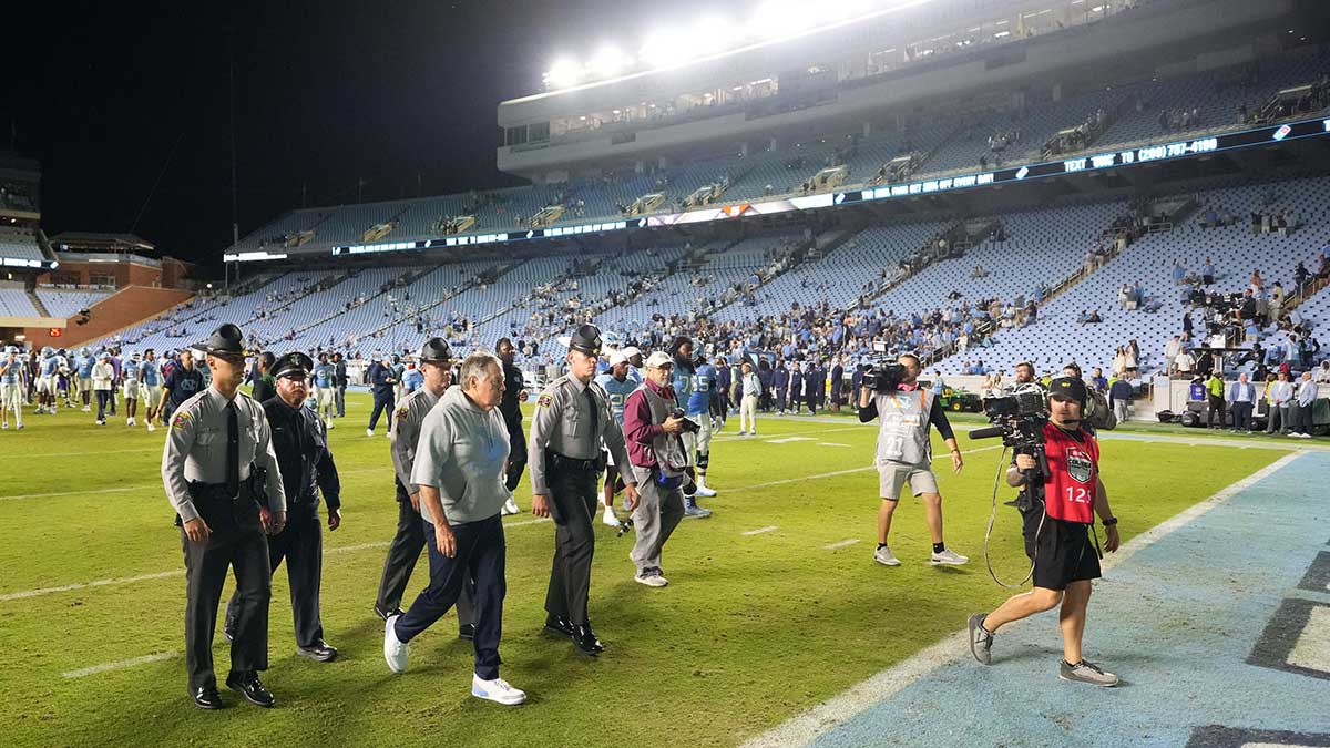 North Carolina Tar Heels head coach Bill Belichick walks off the field after the game at Kenan Stadium.
