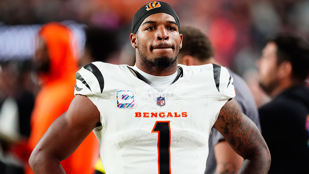 Cincinnati Bengals wide receiver Ja'Marr Chase (1) looks on after the game against the Denver Broncos at Empower Field at Mile High.