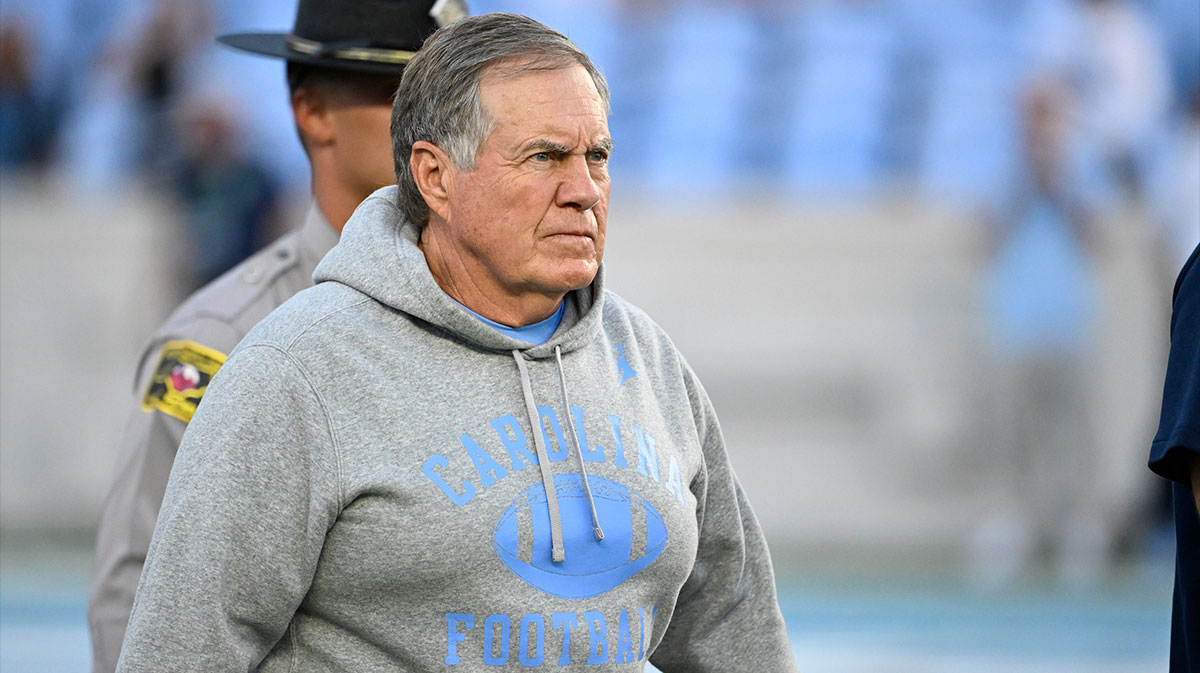 North Carolina Tar Heels football coach Bill Belichick, whose girlfriend, Jordon Hudson, was on the sideline during their game against TCU.