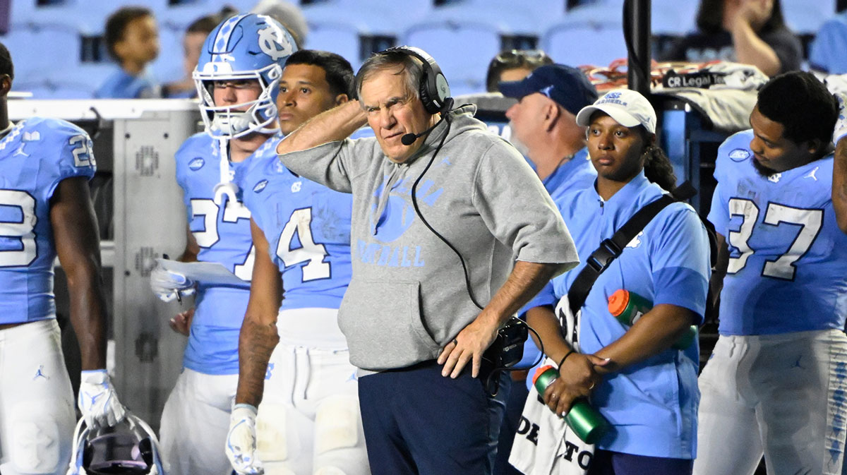 North Carolina Tar Heels head coach Bill Belichick on the sidelines in the fourth quarter at Kenan Stadium. Mandatory Credit: Bob Donnan-Imagn Images