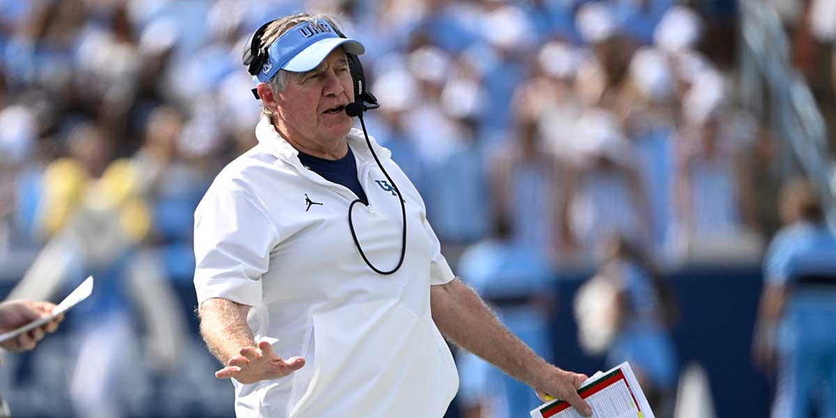 North Carolina Tar Heels head coach Bill Belichick on the sidelines in the second quarter at Kenan Stadium.