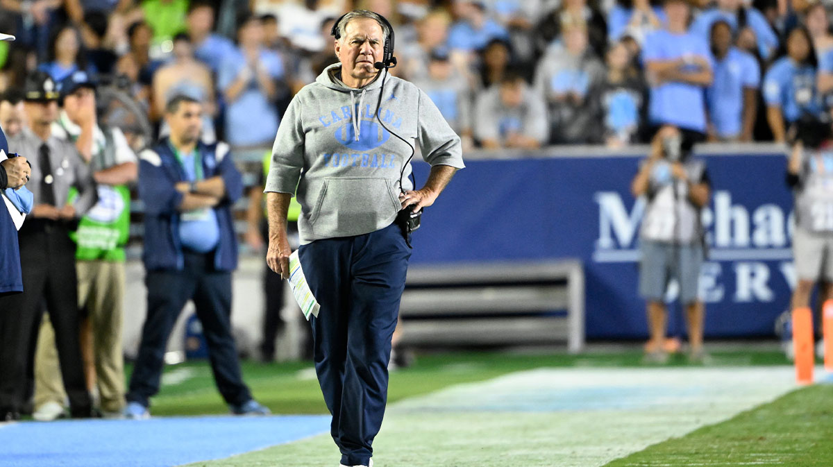 North Carolina Tar Heels head coach Bill Belichick on the sidelines in the first quarter at Kenan Stadium.