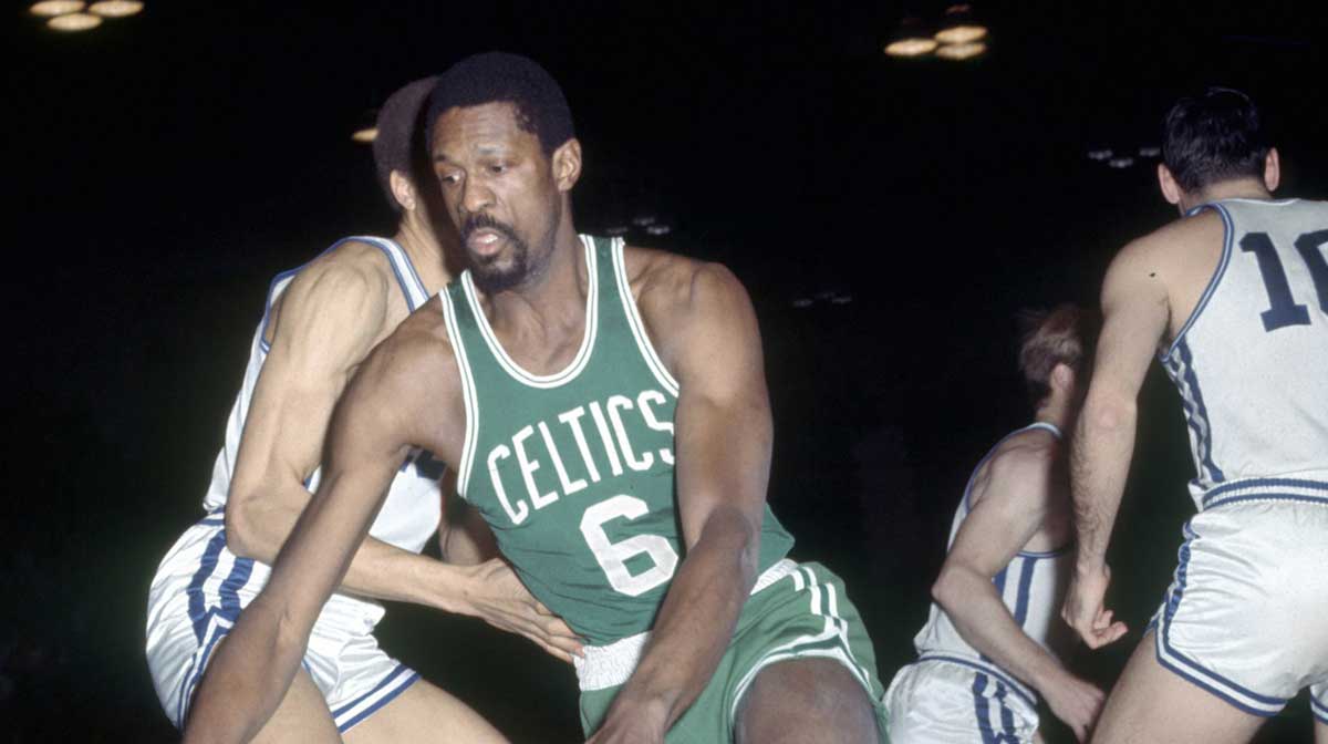 Boston Celtics center (6) Bill Russell in action.