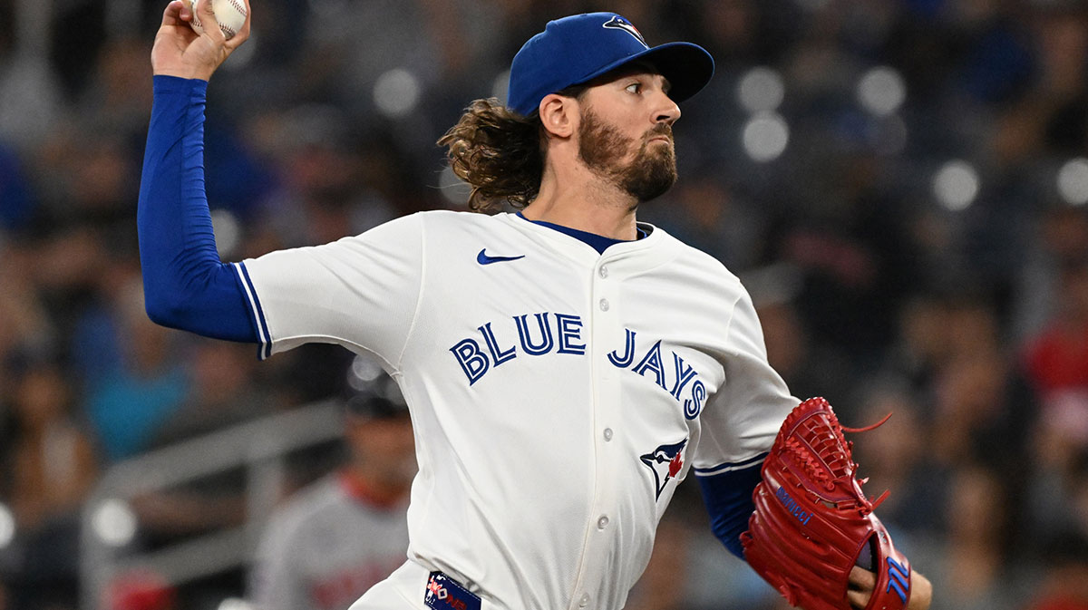 Toronto Blue Jays starting pitcher Kevin Gausman (34) delivers a pitch against the Boston Red Sox in the first inning at Rogers Centre.