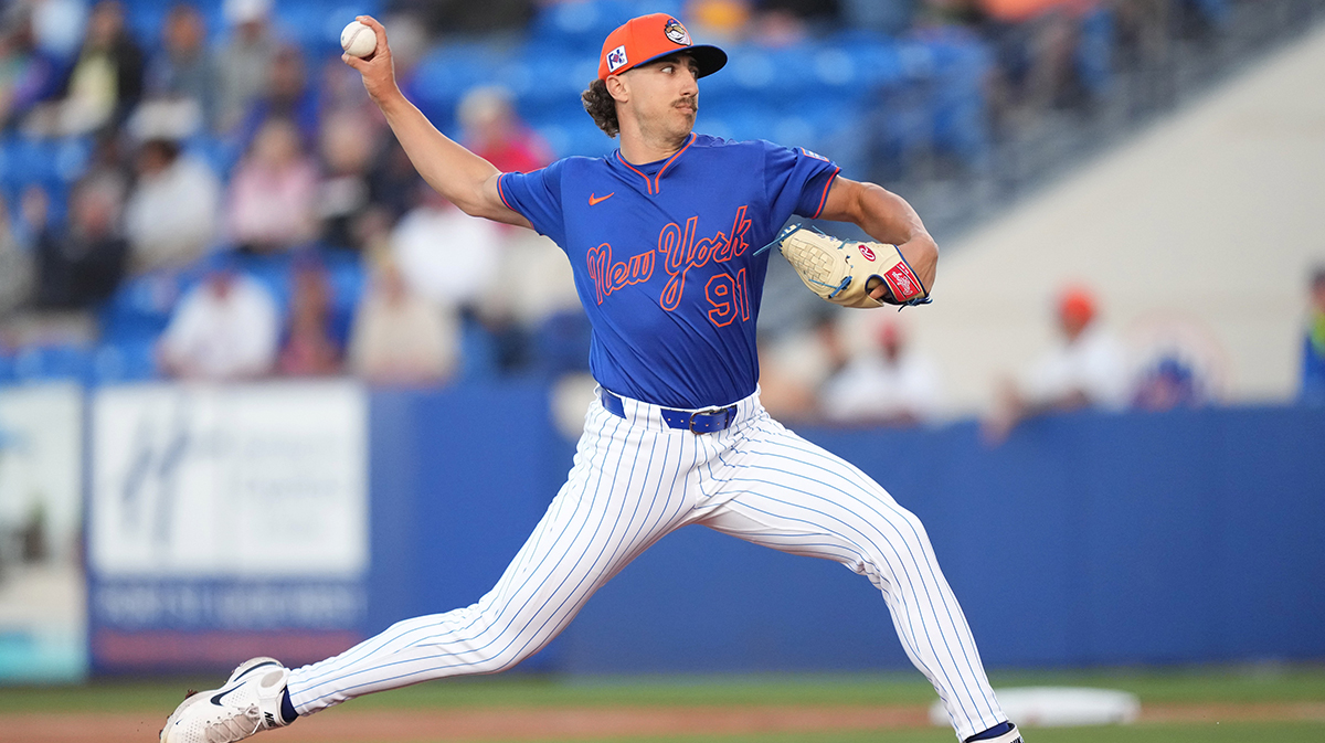 New York Mets pitcher Brandon Sproat (91) pitches against the Houston Astros at Clover Park.