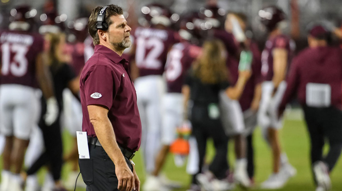 Virginia Tech Hokies head coach Brent Pry during the third quarter at Lane Stadium.