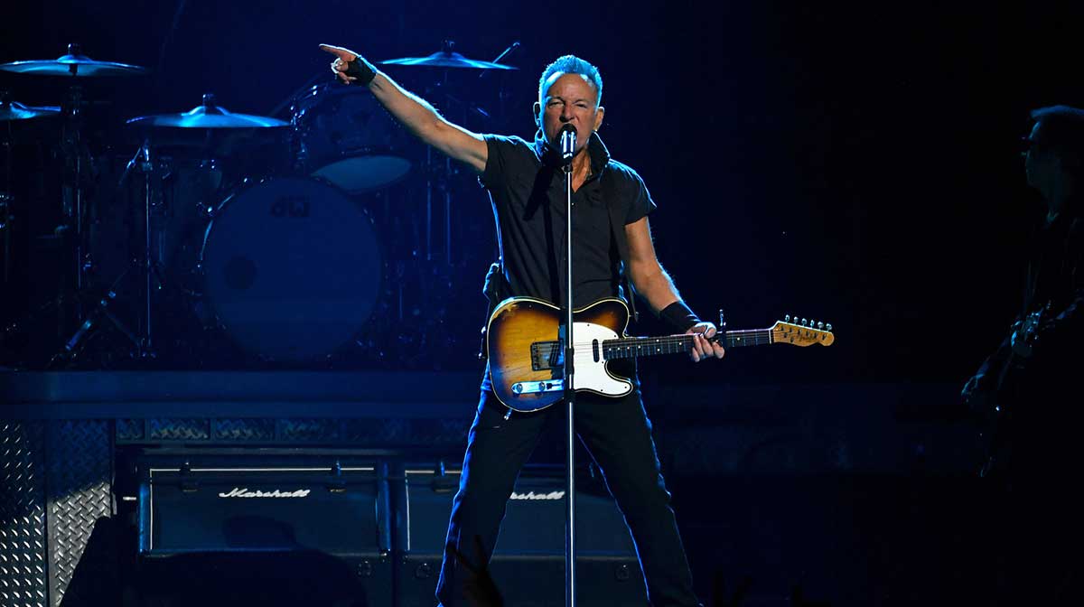 Bruce Springsteen, who has written several hit songs, singing.