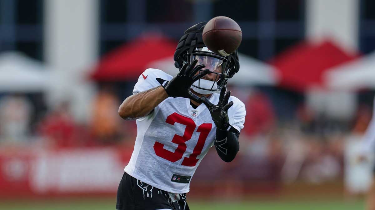Tampa Bay Buccaneers safety Antoine Winfield Jr. (31) participates in training camp at AdventHealth Training Center.
