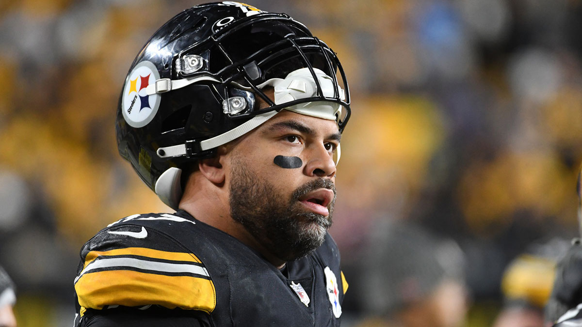 Pittsburgh Steelers defensive end Cam Heyward watches the game against the Tennessee Titans during the second quarter at Acrisure Stadium.