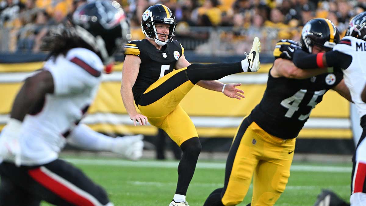 Pittsburgh Steelers punter Cameron Johnston (5) punts against the Houston Texans during the first quarter