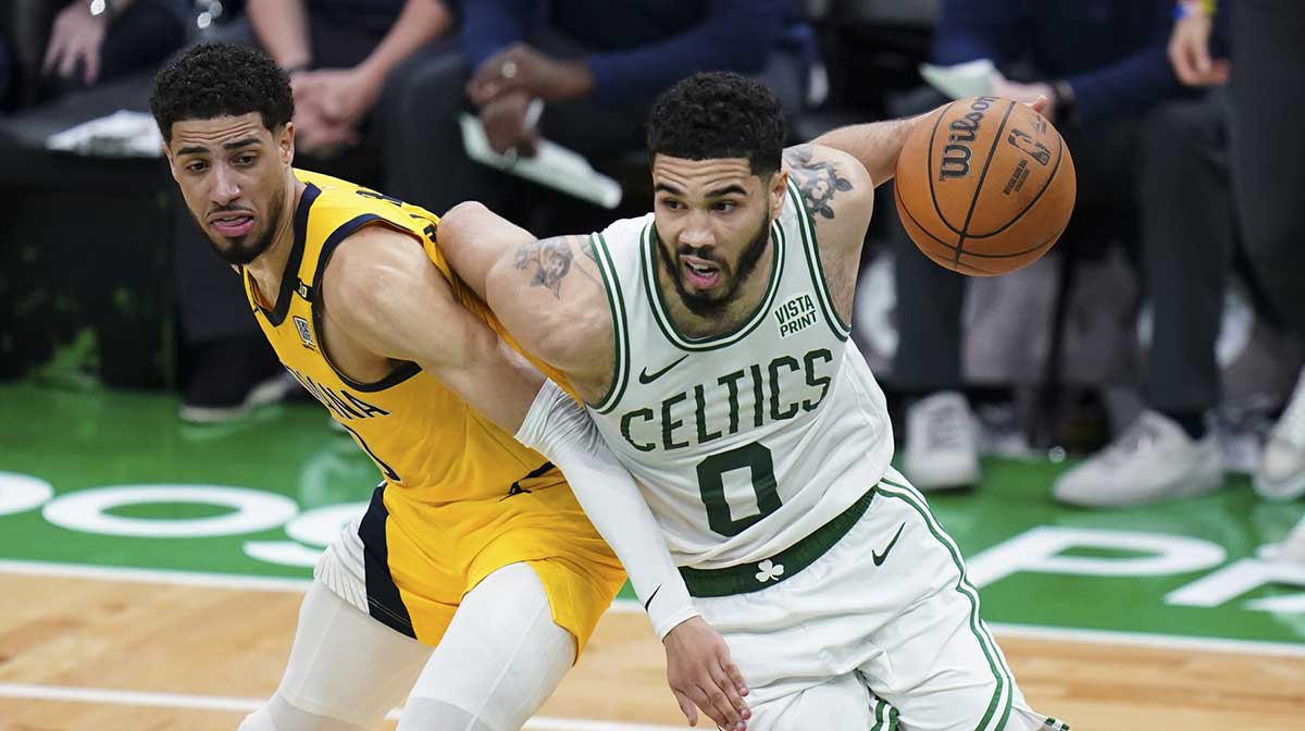 Celtics’ Jayson Tatum communicates with other players who have suffered Achilles injuries