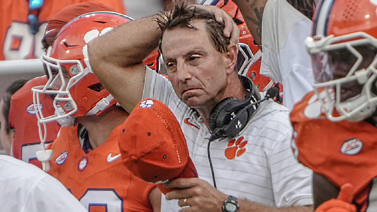 Clemson Tigers head coach Dabo Swinney late in the game against the Syracuse Orange at Memorial Stadium.