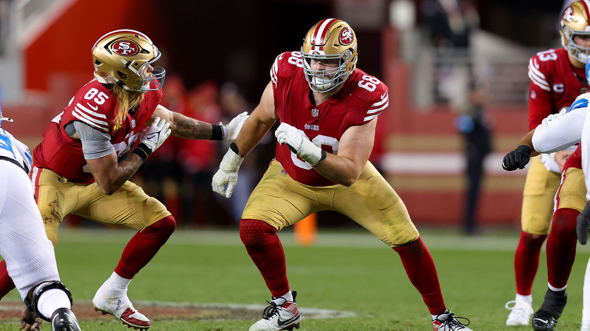 San Francisco 49ers offensive tackle Colton McKivitz (68) during the game against the Detroit Lions at Levi's Stadium.
