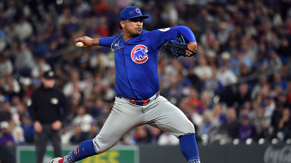 Chicago Cubs pitcher Daniel Palencia (48) pitches during the ninth inning against the Colorado Rockies at Coors Field.