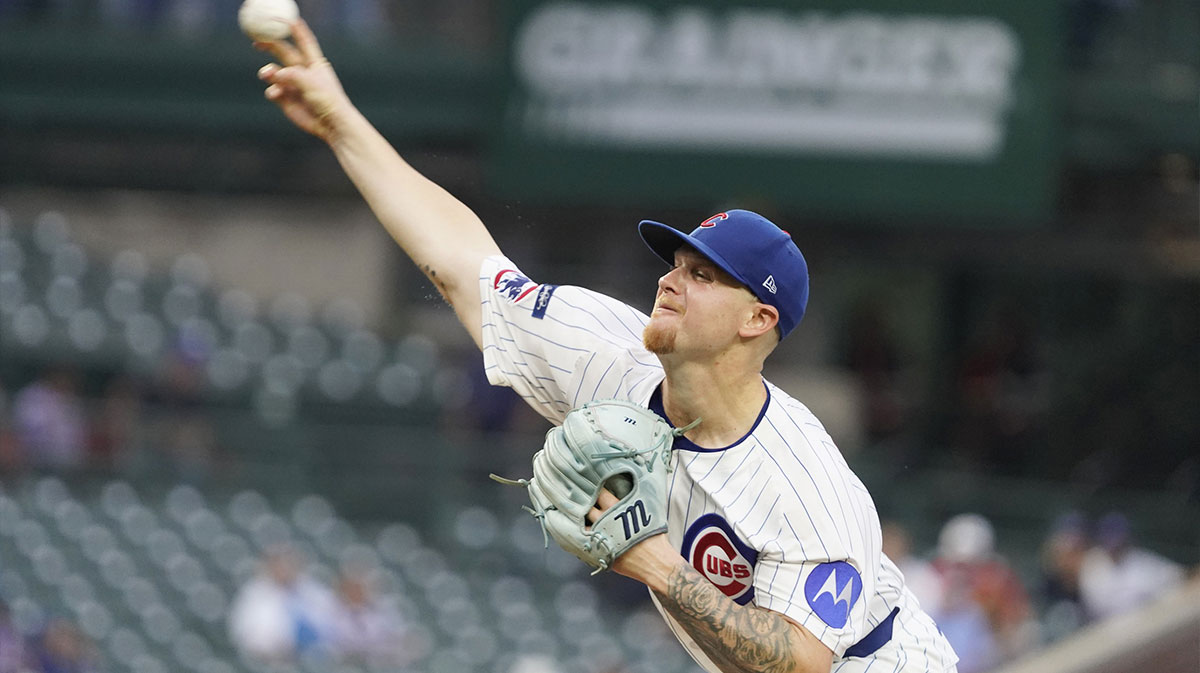 Chicago Cubs pitcher Cade Horton (22) throws the ball against the Atlanta Braves during the first inning at Wrigley Field.