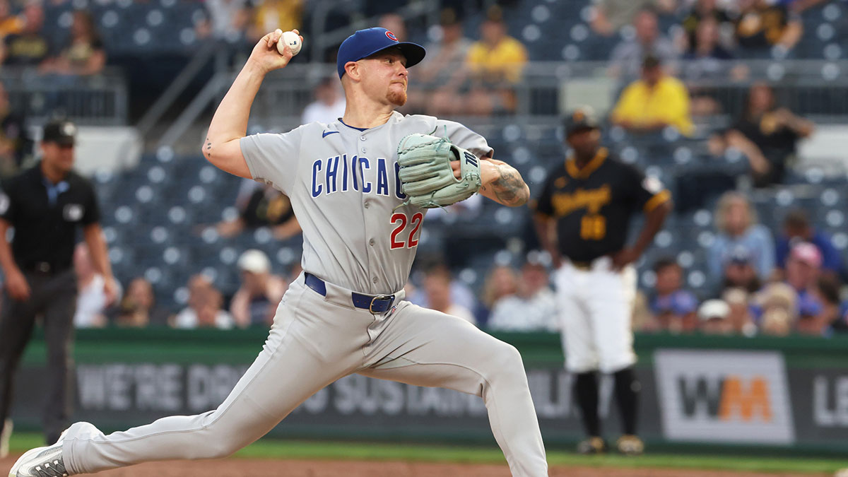 Chicago Cubs starting pitcher Cade Horton (22) delivers a pitch against the Pittsburgh Pirates during the first inning at PNC Park.