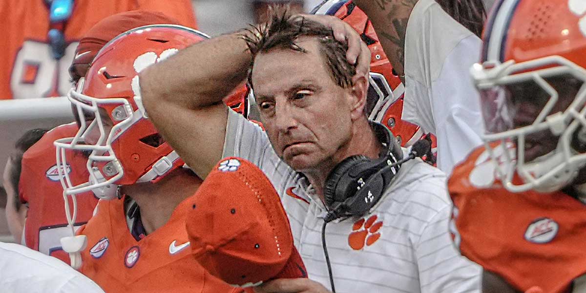 Clemson Tigers head coach Dabo Swinney late in the game against the Syracuse Orange at Memorial Stadium.