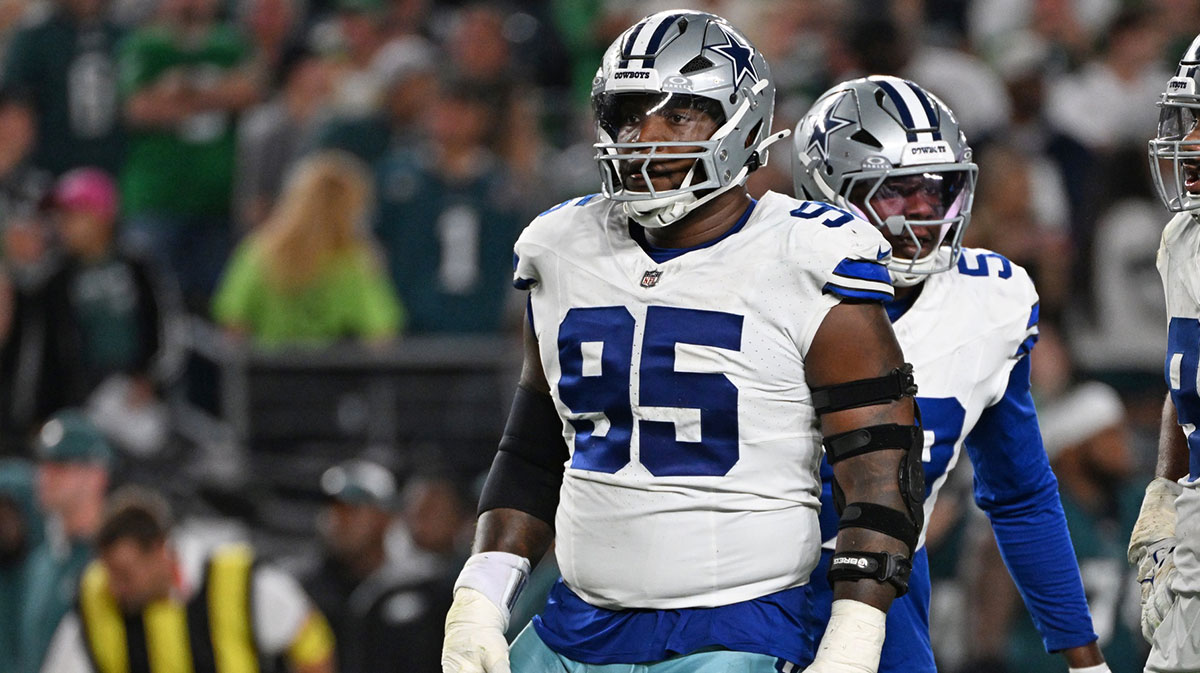 Dallas Cowboys defensive tackle Kenny Clark (95) against the Philadelphia Eagles at Lincoln Financial Field.