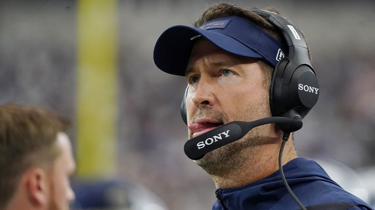 Dallas Cowboys head coach Brian Schottenheimer looks on during the first quarter at AT&T Stadium.