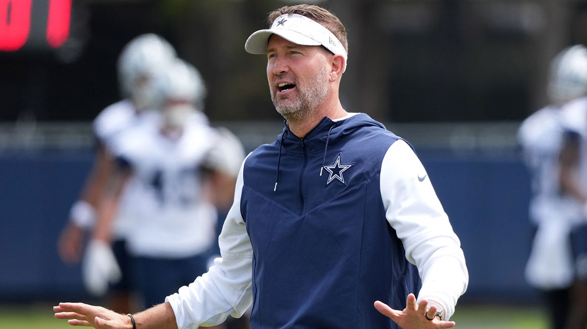 Dallas Cowboys coach Brian Schottenheimer during training camp at the River Ridge Fields