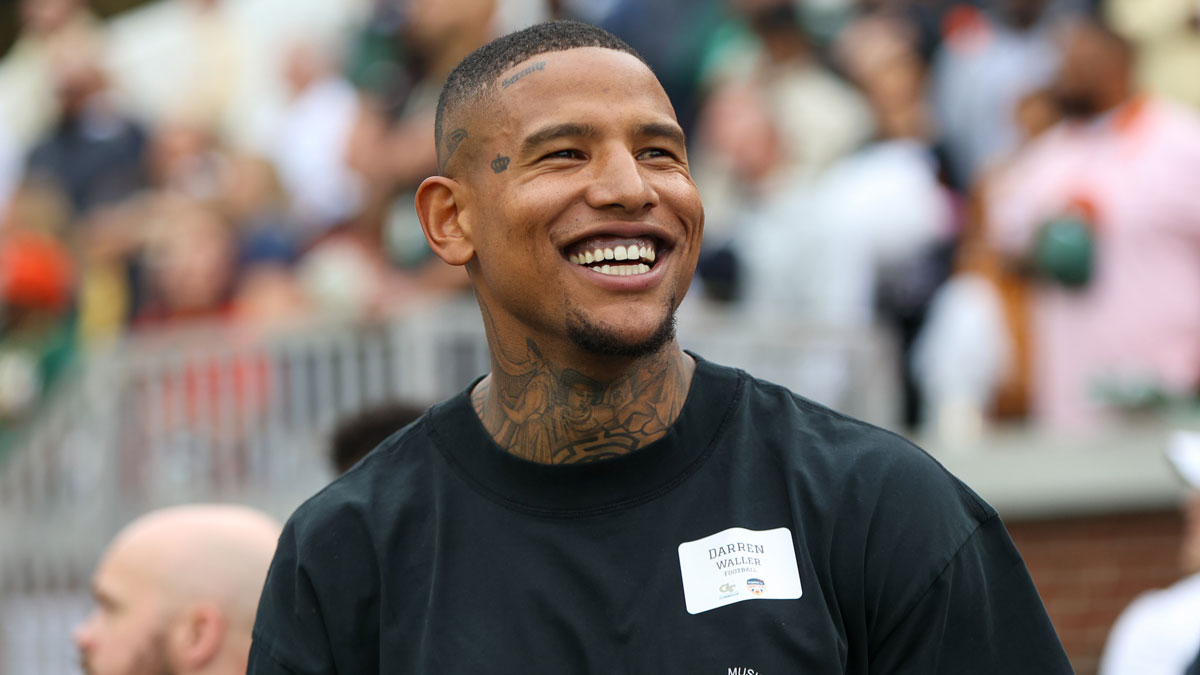 Former Georgia Tech Yellow Jackets tight end Darren Waller on the sideline against the Miami Hurricanes in the first quarter at Bobby Dodd Stadium