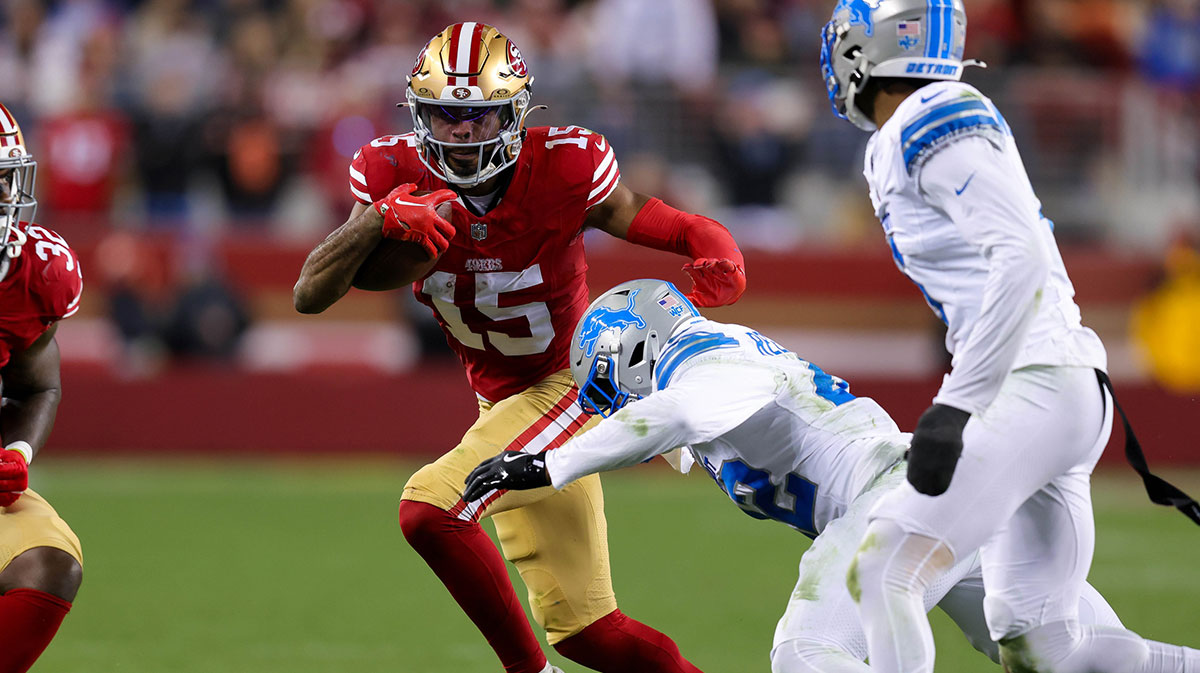 San Francisco 49ers wide receiver Jauan Jennings (15) during the game against the Detroit Lions at Levi's Stadium.
