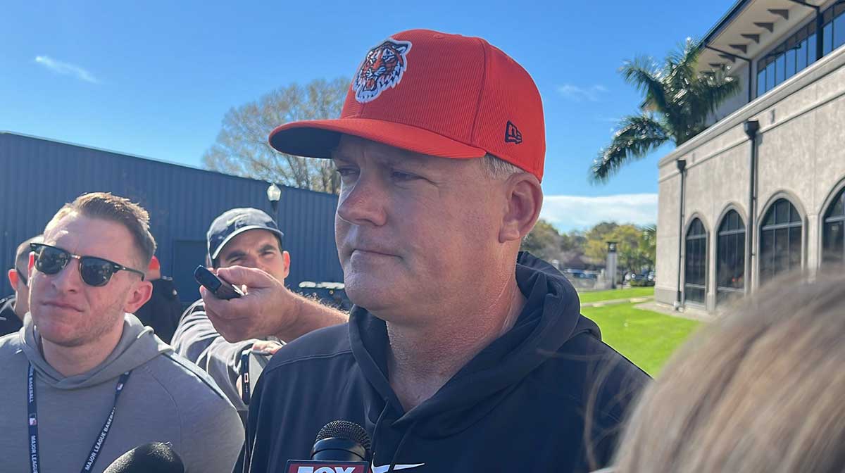 Detroit Tigers manager A.J. Hinch on February 14, 2024, at the spring training facility in Lakeland, Florida.