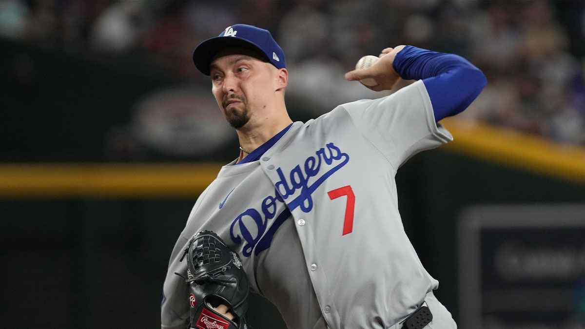 Los Angeles Dodgers pitcher Blake Snell (7) throws against the Arizona Diamondbacks in the first inning at Chase Field.