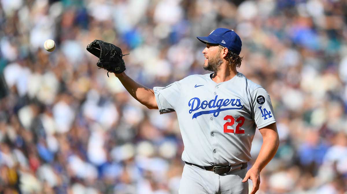 Los Angeles Dodgers starting pitcher Clayton Kershaw (22) during the sixth inning against the Seattle Mariners at T-Mobile Park.