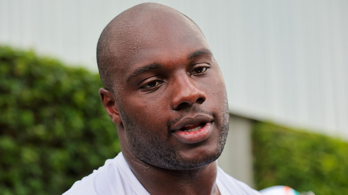 Dolphins guard James Daniels (78) speaks
